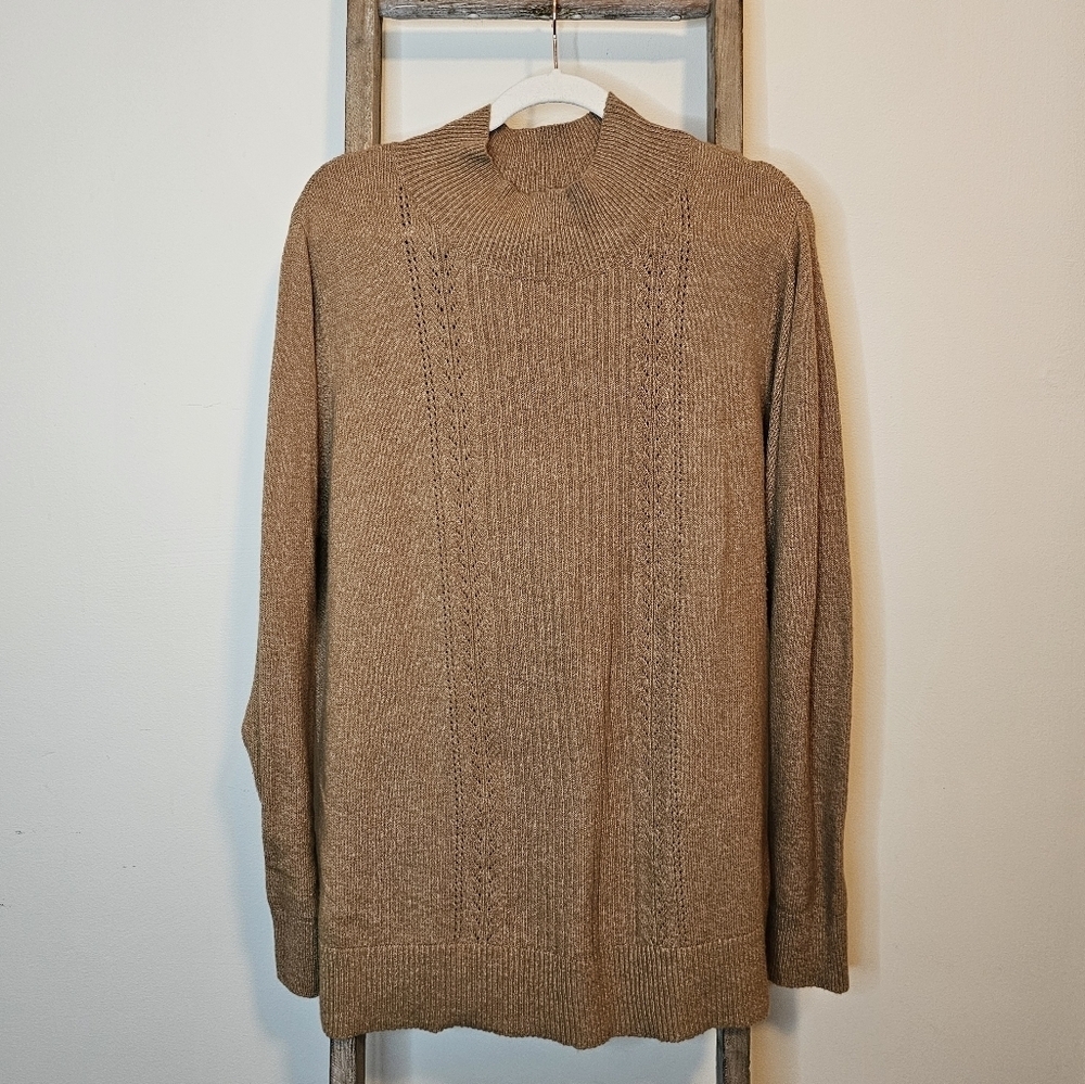 ⭐️40% Off⭐️ Old Navy Pointelle Mockneck Camel Sweater
